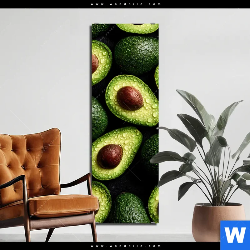 Alu-Dibond Bild | Avocados mit Wassertropfen | Schmal