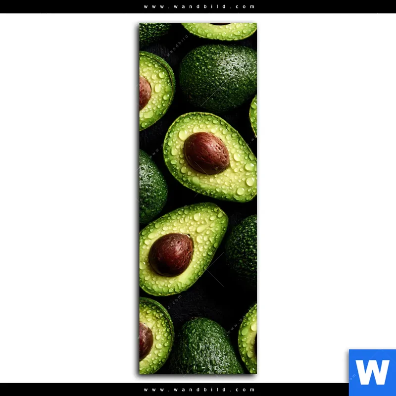 Alu-Dibond Bild | Avocados mit Wassertropfen | Schmal