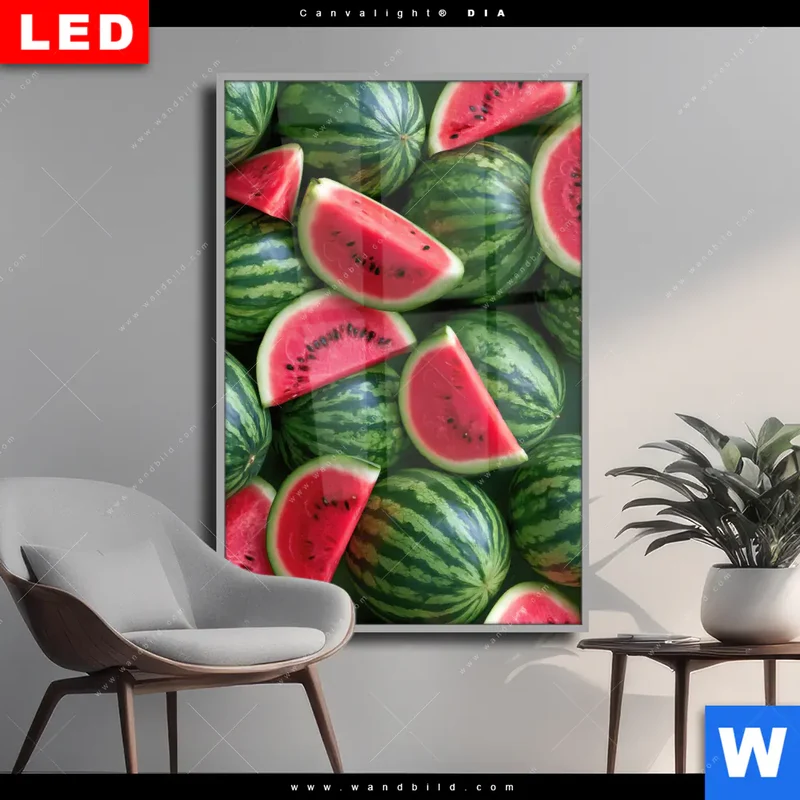 Wechselmotiv Acrylglas Canvalight® DIA | Wassermelonen - Rubinrote Verführung | Hochformat