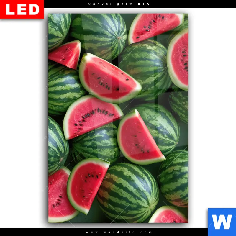 Wechselmotiv Acrylglas Canvalight® DIA | Wassermelonen - Rubinrote Verführung | Hochformat