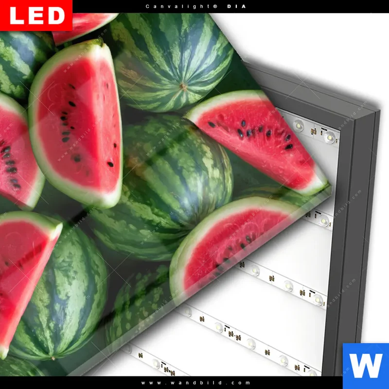 Wechselmotiv Acrylglas Canvalight® DIA | Wassermelonen - Rubinrote Verführung | Hochformat
