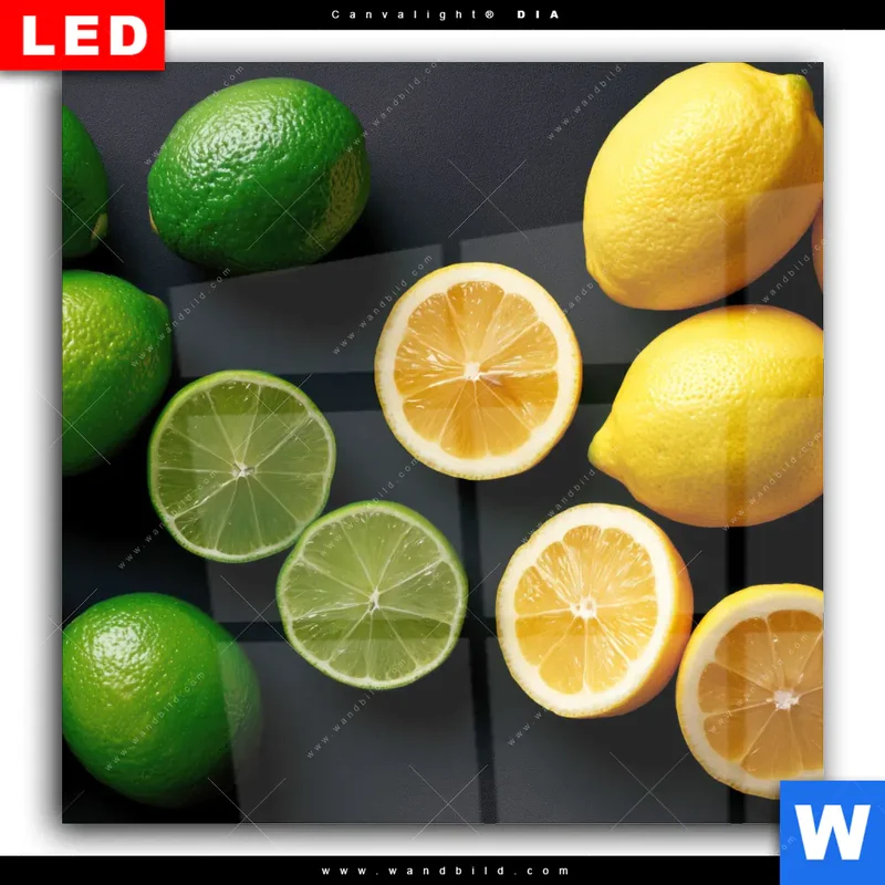 Wechselmotiv Acrylglas Canvalight® DIA | Zitronen und Limetten | Quadrat