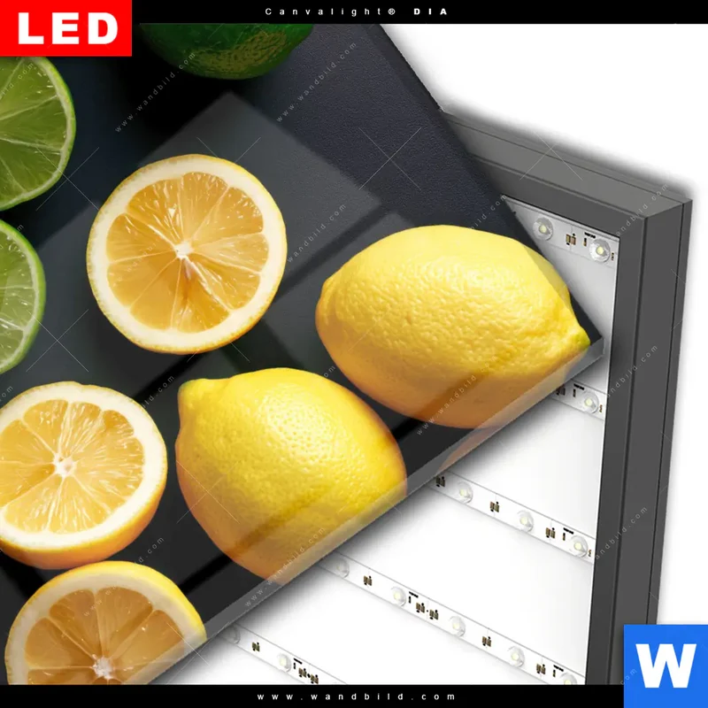 Wechselmotiv Acrylglas Canvalight® DIA | Zitronen und Limetten | Quadrat