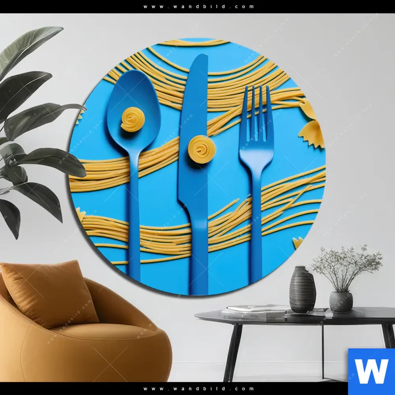 Alu-Dibond Bild | Pasta-Design - Moderne Küchenkunst | Rund