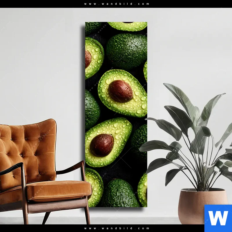 Leinwandbild | Avocados mit Wassertropfen | Schmal