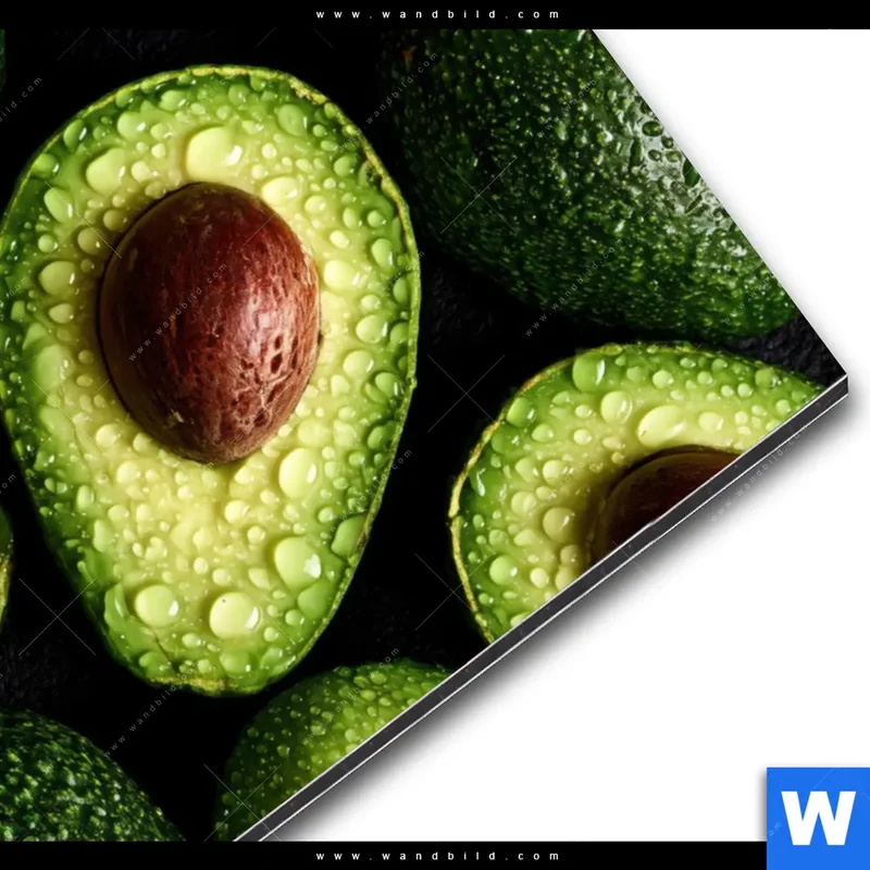 Alu-Dibond Bild | Avocados mit Wassertropfen | Hochformat