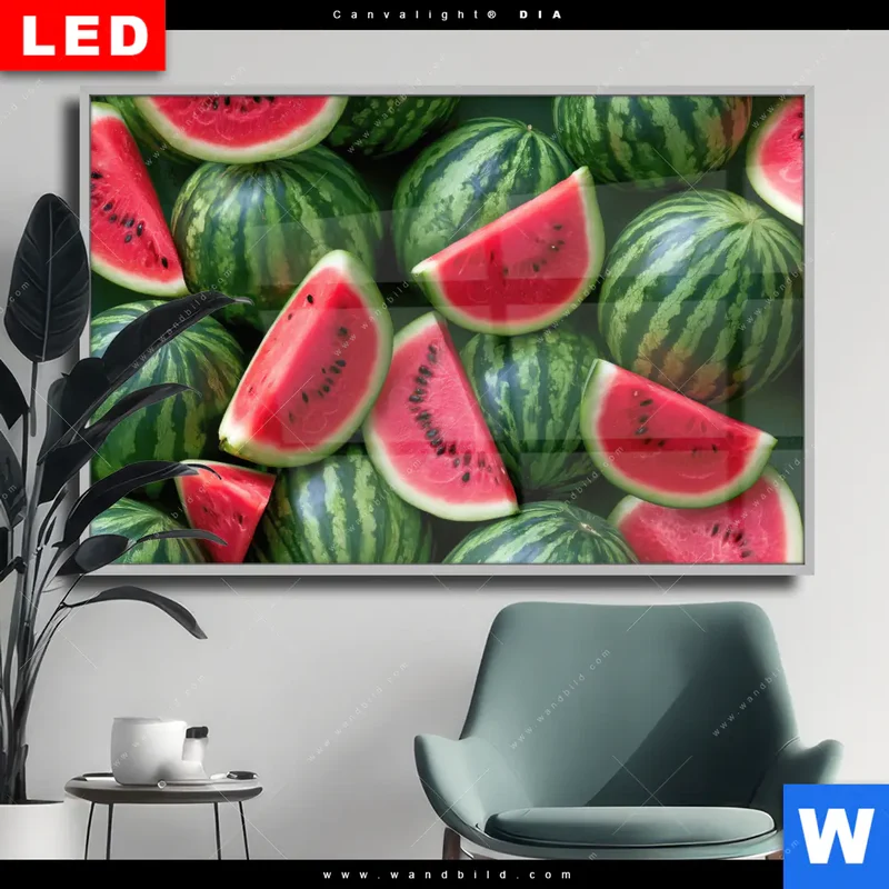 Wechselmotiv Acrylglas Canvalight® DIA | Wassermelonen - Rubinrote Verführung | Querformat