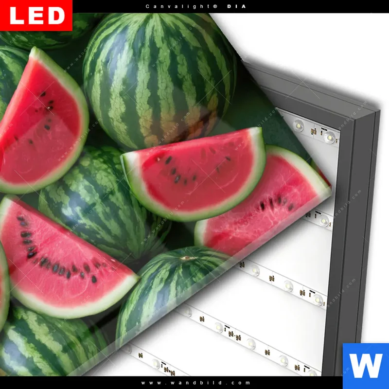 Wechselmotiv Acrylglas Canvalight® DIA | Wassermelonen - Rubinrote Verführung | Querformat
