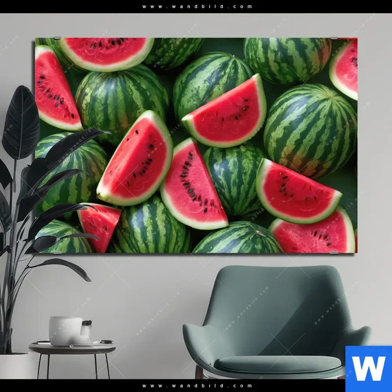 Alu-Dibond Bild | Wassermelonen - Rubinrote Verführung | Querformat