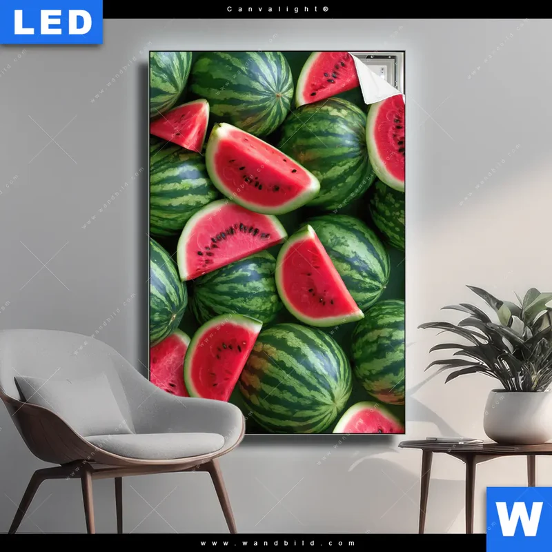Canvalight® Leuchtbild | Wassermelonen - Rubinrote Verführung | Hochformat