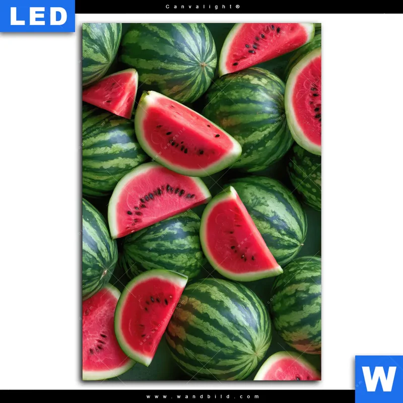 Canvalight® Leuchtbild | Wassermelonen - Rubinrote Verführung | Hochformat