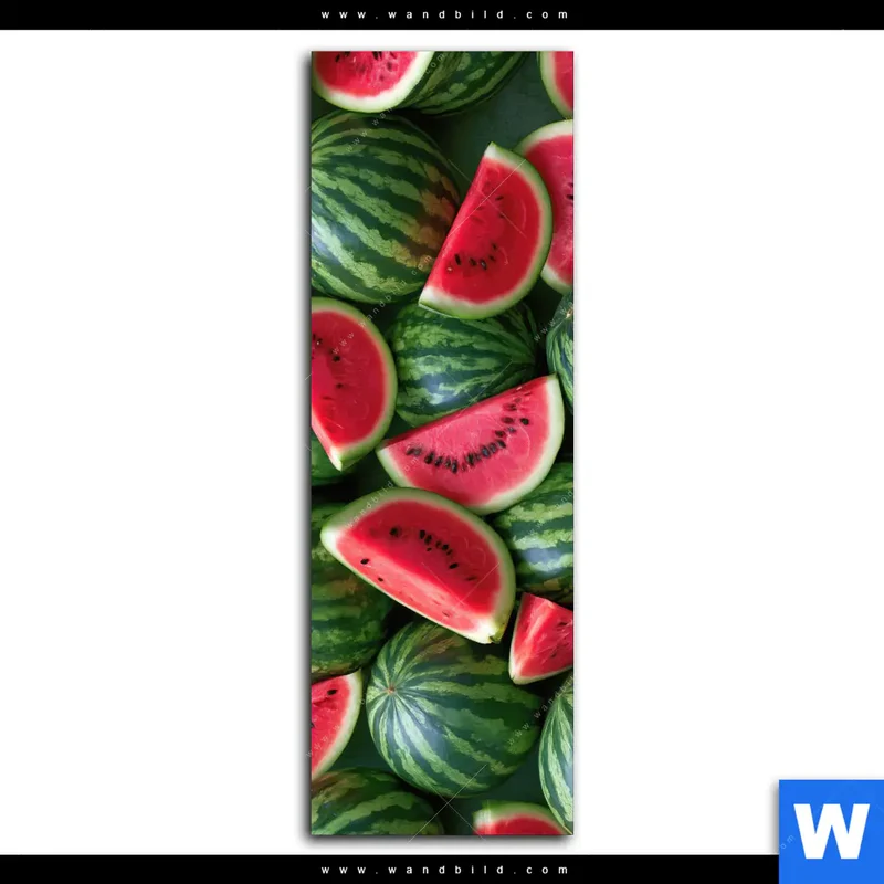 Leinwandbild | Wassermelonen - Rubinrote Verführung | Schmal