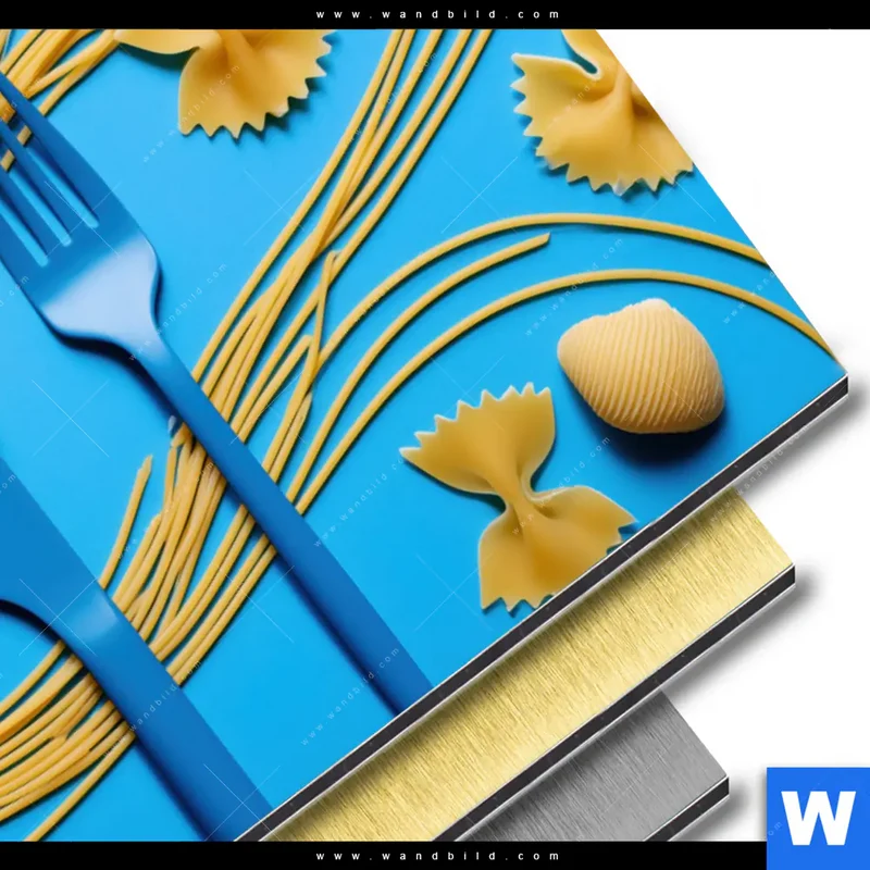 Aluminiumbild gebürstet | Pasta-Design - Moderne Küchenkunst | Querformat