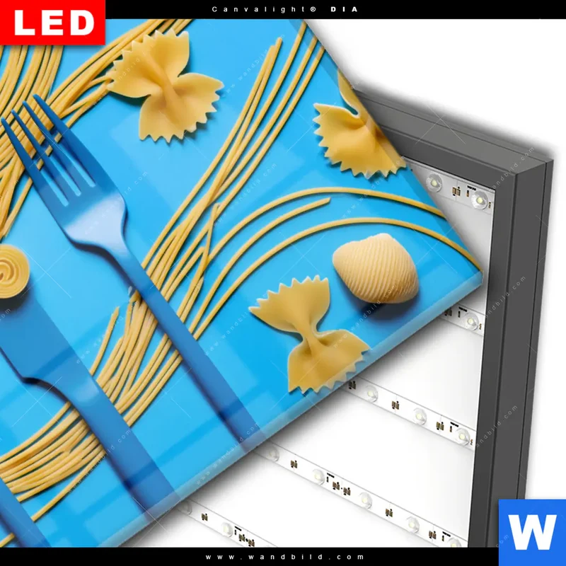 Wechselmotiv Acrylglas Canvalight® DIA | Pasta-Design - Moderne Küchenkunst | Querformat