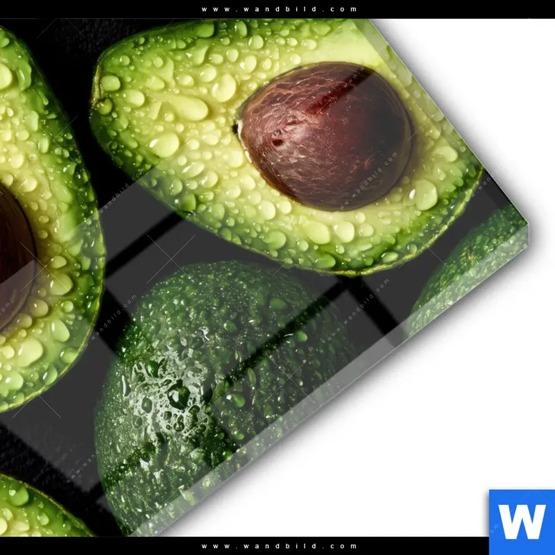 Acrylglasbild | Avocados mit Wassertropfen | Rund
