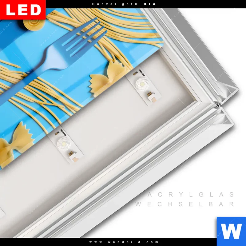 Leuchtbild Acrylglas Canvalight® DIA | Pasta-Design - Moderne Küchenkunst | Quadrat