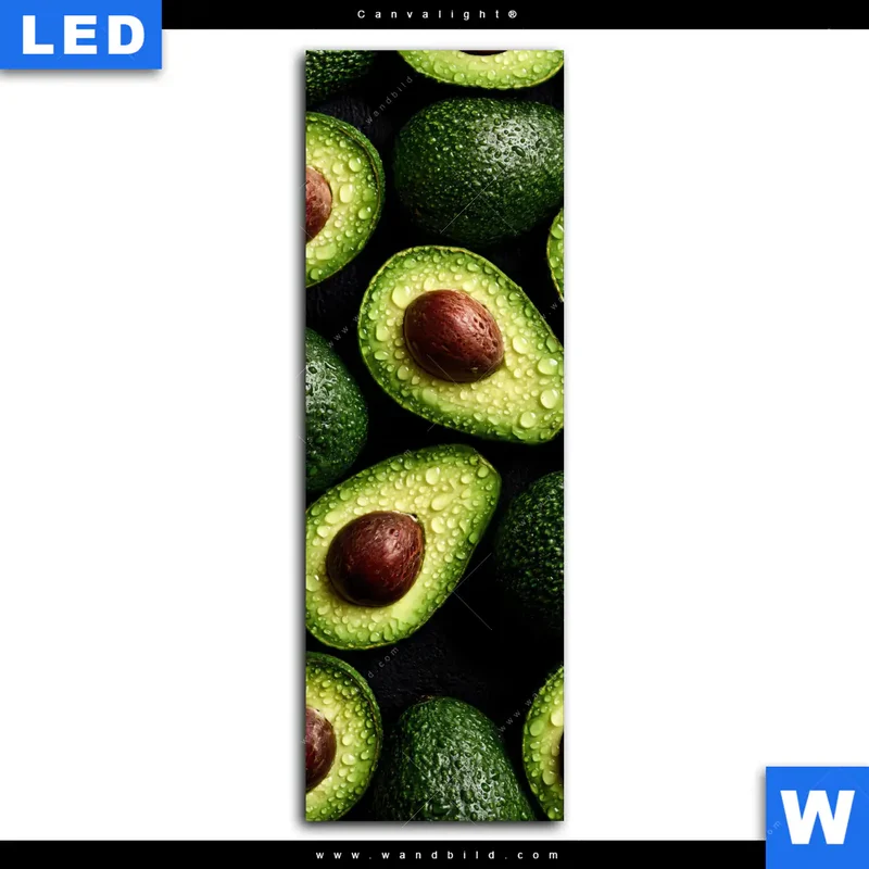 Canvalight® Leuchtbild | Avocados mit Wassertropfen | Schmal