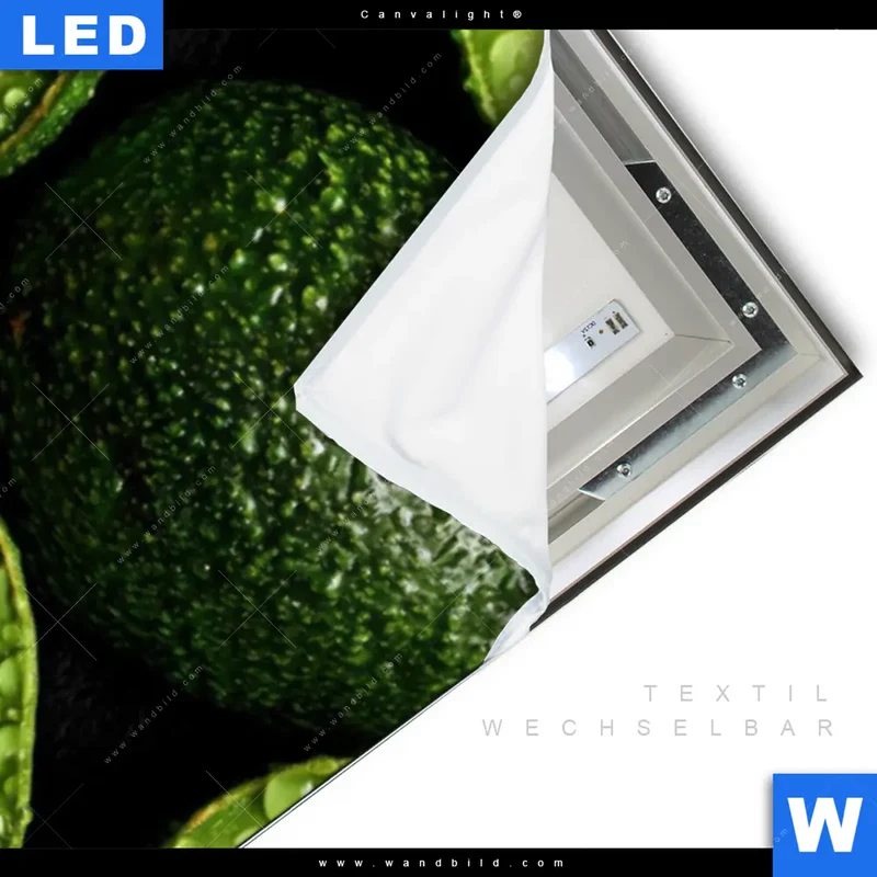 Canvalight® Leuchtbild | Avocados mit Wassertropfen | Schmal