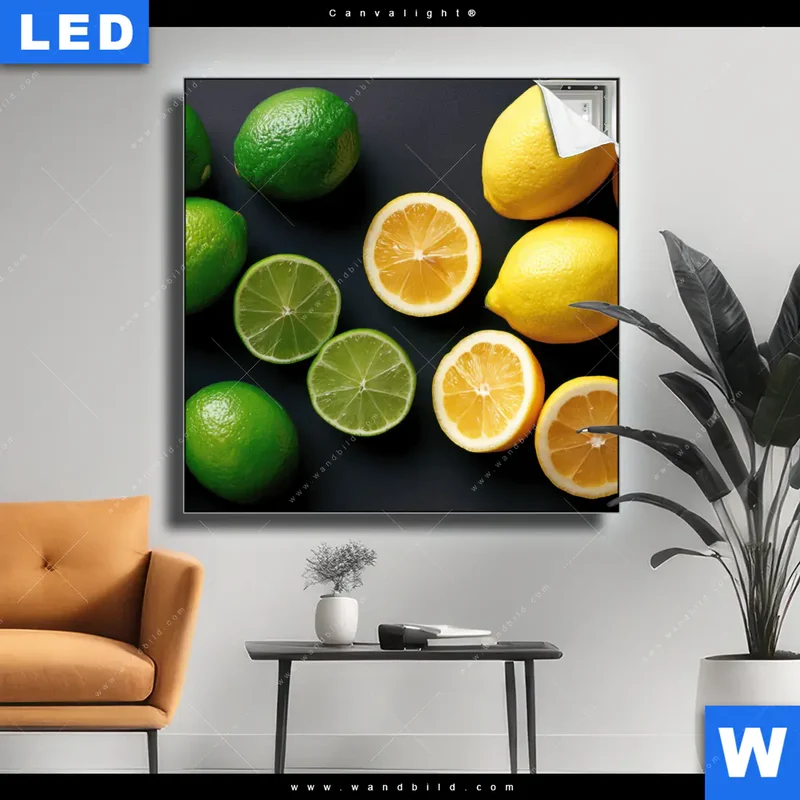 Canvalight® Leuchtbild | Zitronen und Limetten | Quadrat