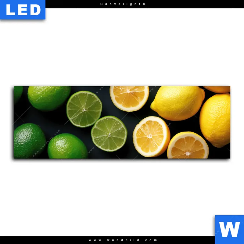 Canvalight® Leuchtbild | Zitronen und Limetten | Panorama