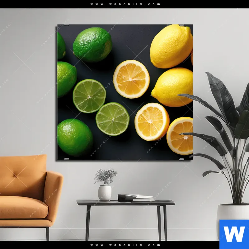 Alu-Dibond Bild | Zitronen und Limetten | Quadrat