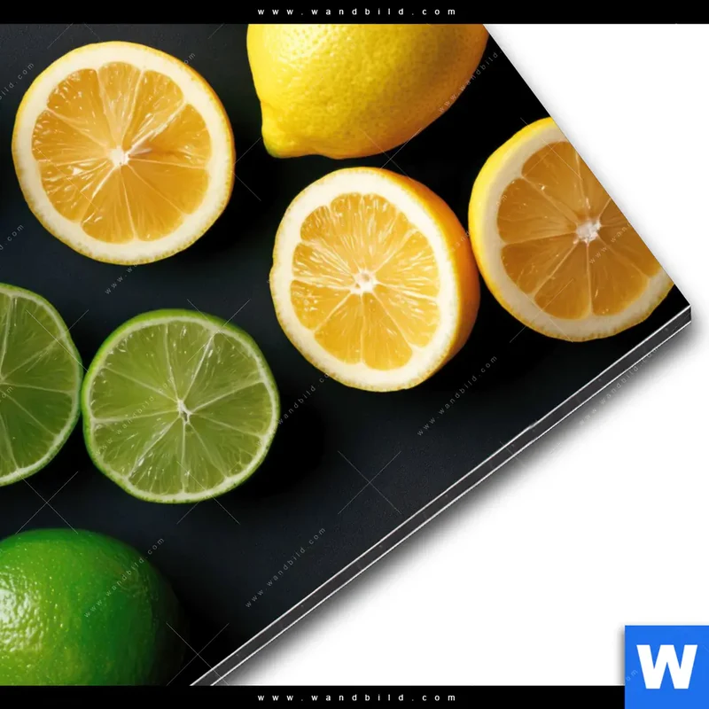 Alu-Dibond Bild | Zitronen und Limetten | Quadrat