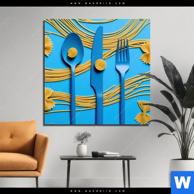 Aluminiumbild gebürstet | Pasta-Design - Moderne Küchenkunst | Quadrat