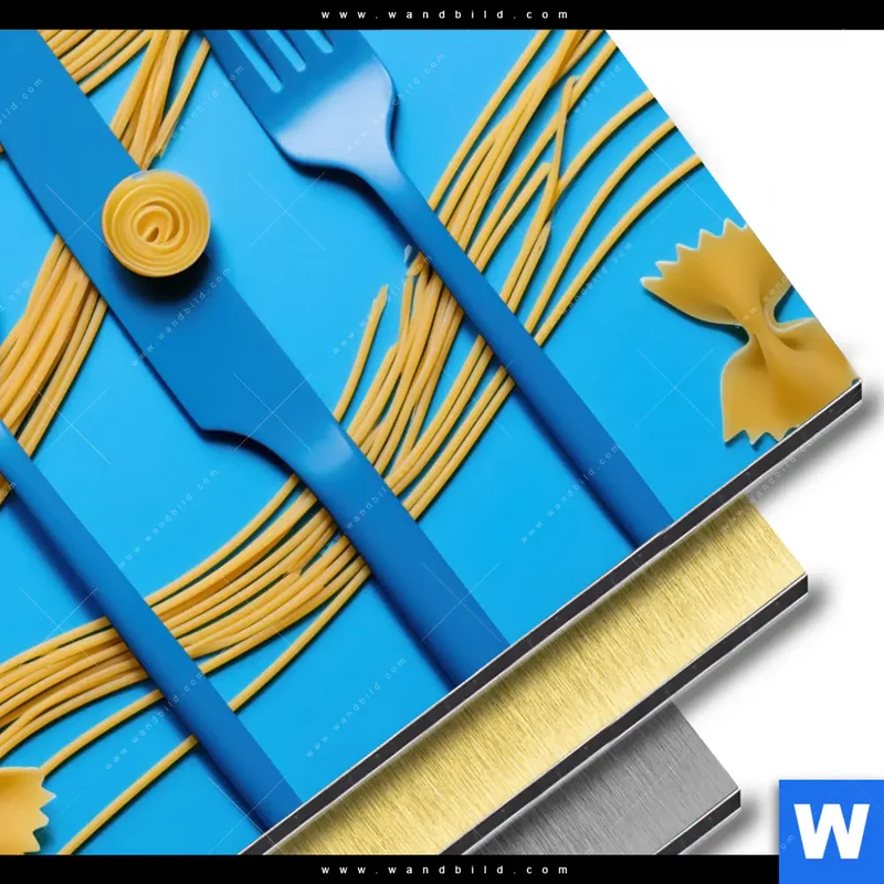 Aluminiumbild gebürstet | Pasta-Design - Moderne Küchenkunst | Quadrat