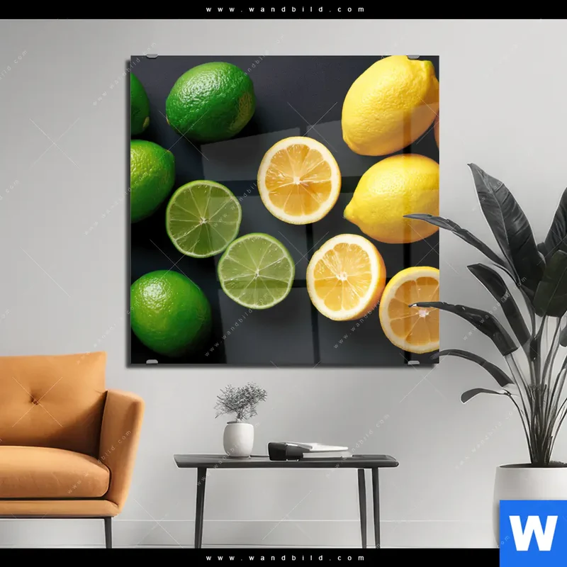 Acrylglasbild | Zitronen und Limetten | Quadrat