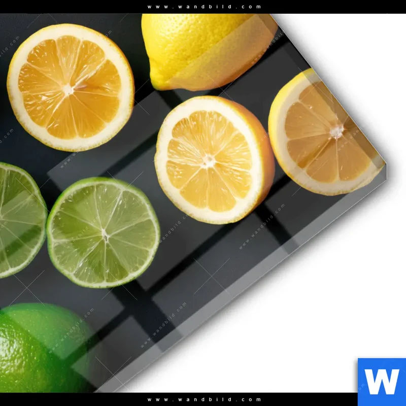 Acrylglasbild | Zitronen und Limetten | Quadrat