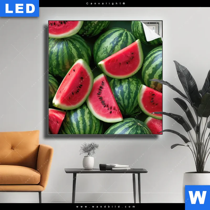 Canvalight® Leuchtbild | Wassermelonen - Rubinrote Verführung | Quadrat