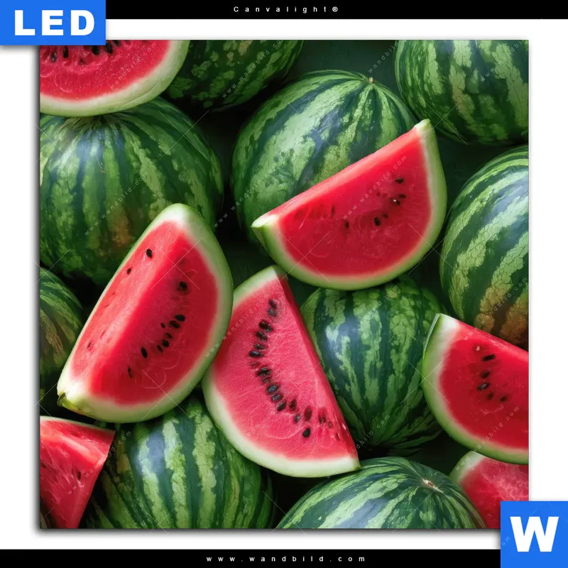 Canvalight® Leuchtbild | Wassermelonen - Rubinrote Verführung | Quadrat