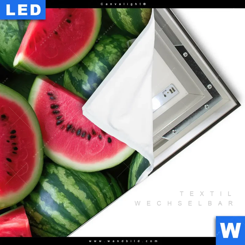 Canvalight® Leuchtbild | Wassermelonen - Rubinrote Verführung | Quadrat