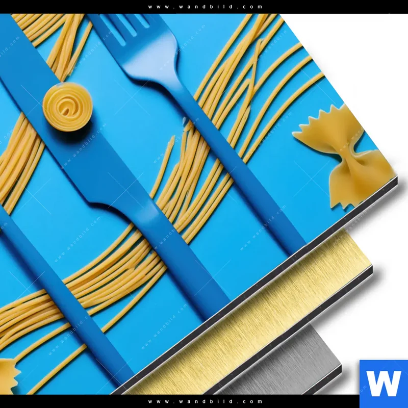 Aluminiumbild gebürstet | Pasta-Design - Moderne Küchenkunst | Rund