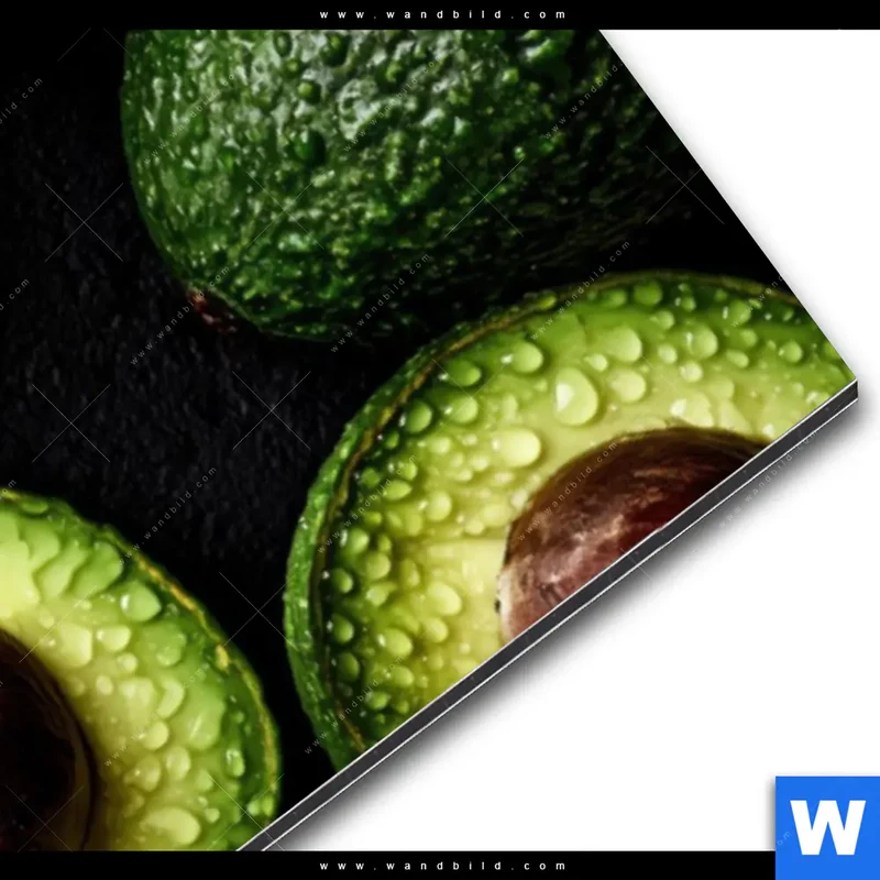 Alu-Dibond Bild | Avocados mit Wassertropfen | Panorama