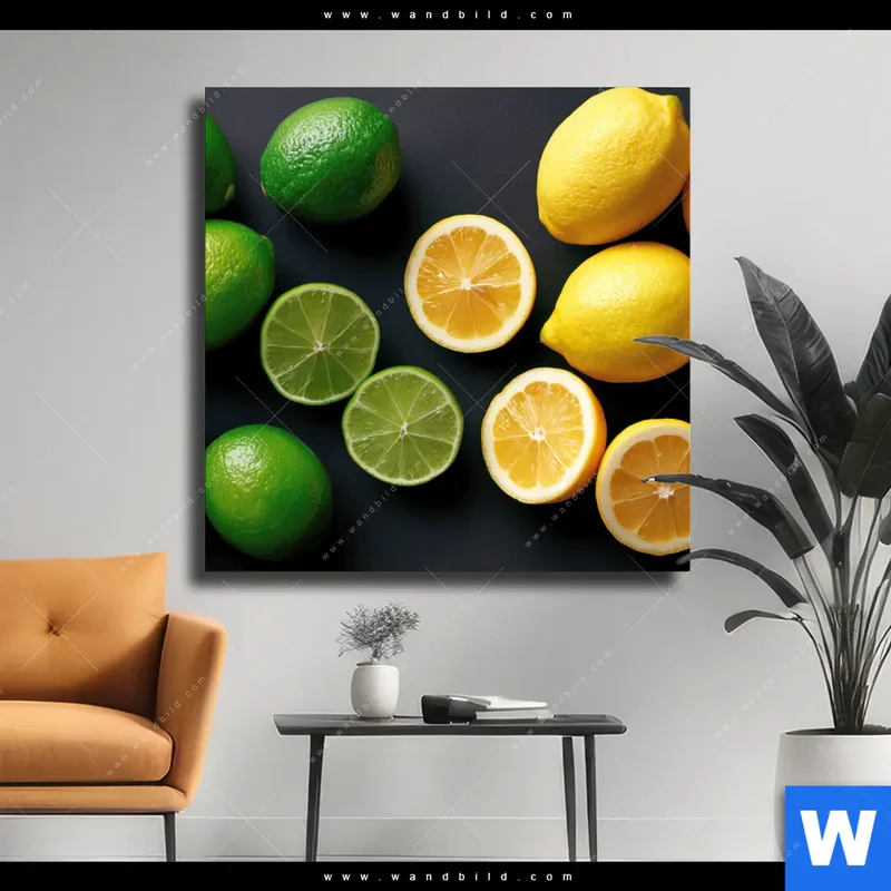 Leinwandbild | Zitronen und Limetten | Quadrat