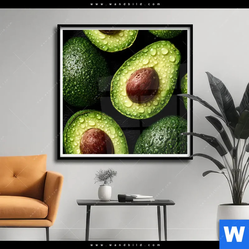 Poster | Avocados mit Wassertropfen | Quadrat