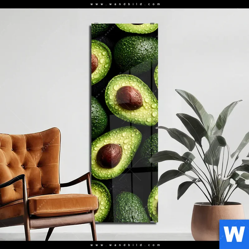 Acrylglasbild | Avocados mit Wassertropfen | Schmal