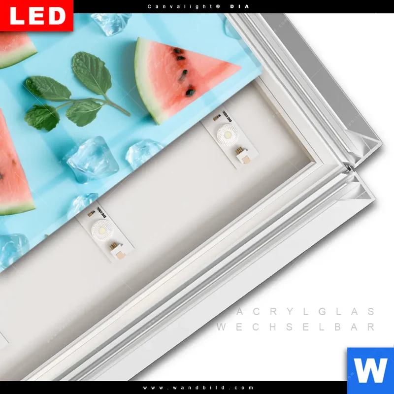 Leuchtbild Acrylglas Canvalight® DIA | Sommergenuss mit Wassermelone | Quadrat