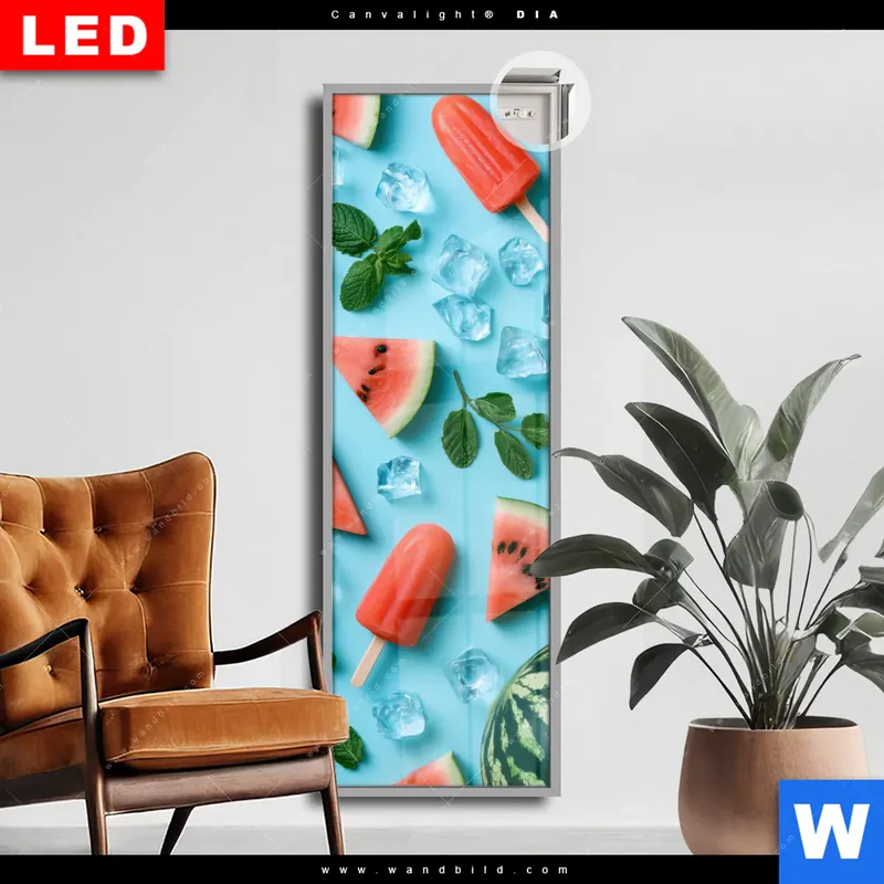Leuchtbild Acrylglas Canvalight® DIA | Sommergenuss mit Wassermelone | Schmal