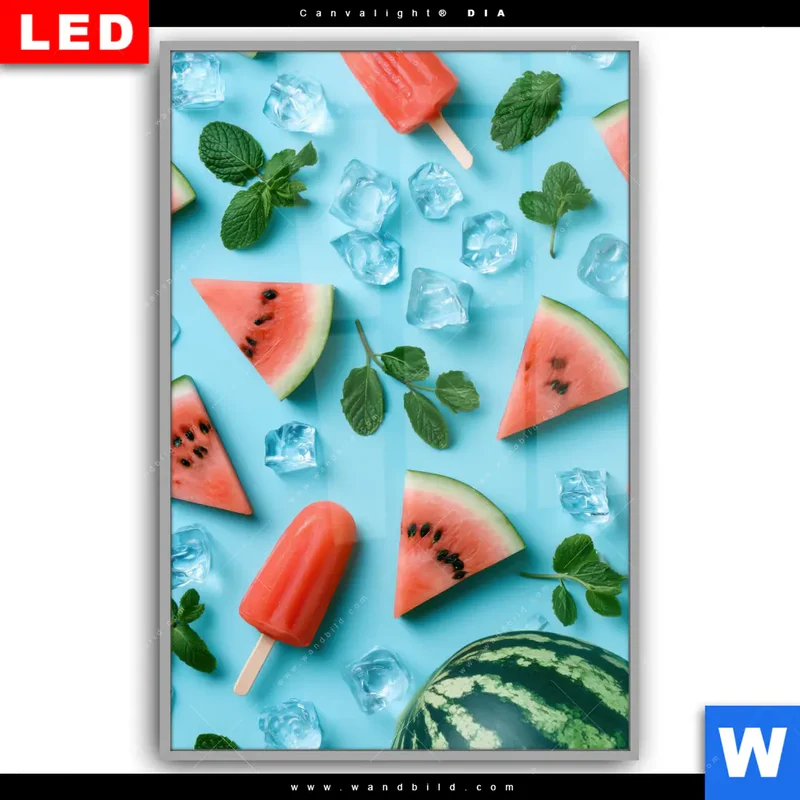 Leuchtbild Acrylglas Canvalight® DIA | Sommergenuss mit Wassermelone | Hochformat