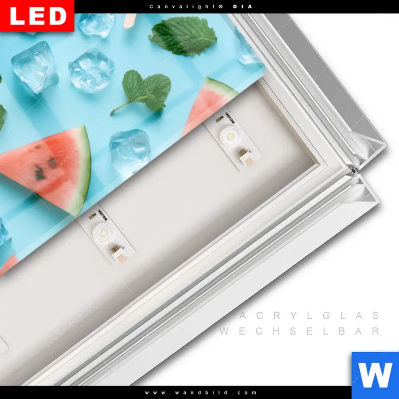 Leuchtbild Acrylglas Canvalight® DIA | Sommergenuss mit Wassermelone | Hochformat