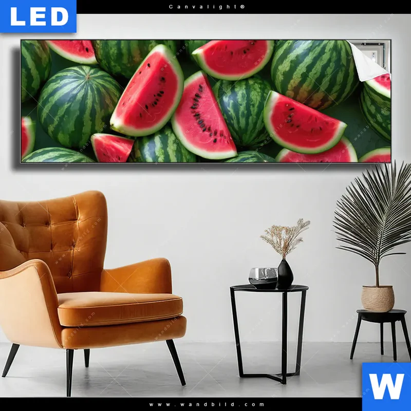 Canvalight® Leuchtbild | Wassermelonen - Rubinrote Verführung | Panorama