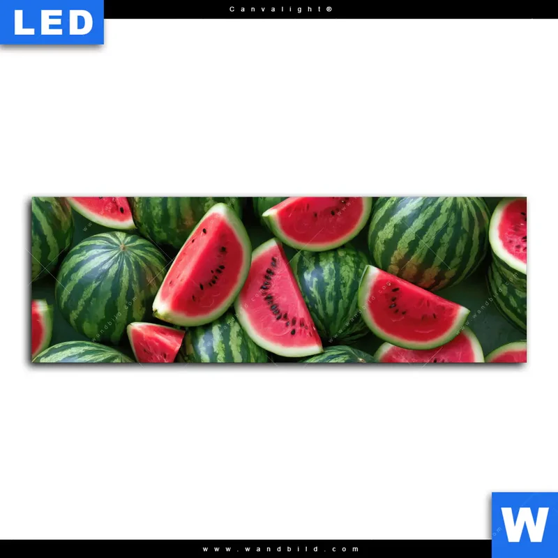 Canvalight® Leuchtbild | Wassermelonen - Rubinrote Verführung | Panorama
