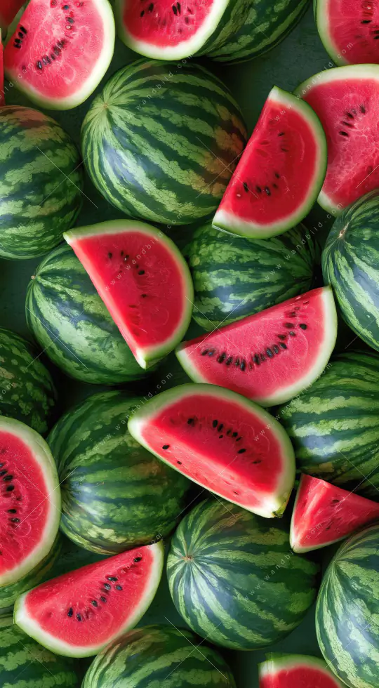 Aluminiumbild gebürstet | Wassermelonen - Rubinrote Verführung | Schmal