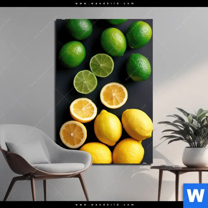 Alu-Dibond Bild | Zitronen und Limetten | Hochformat