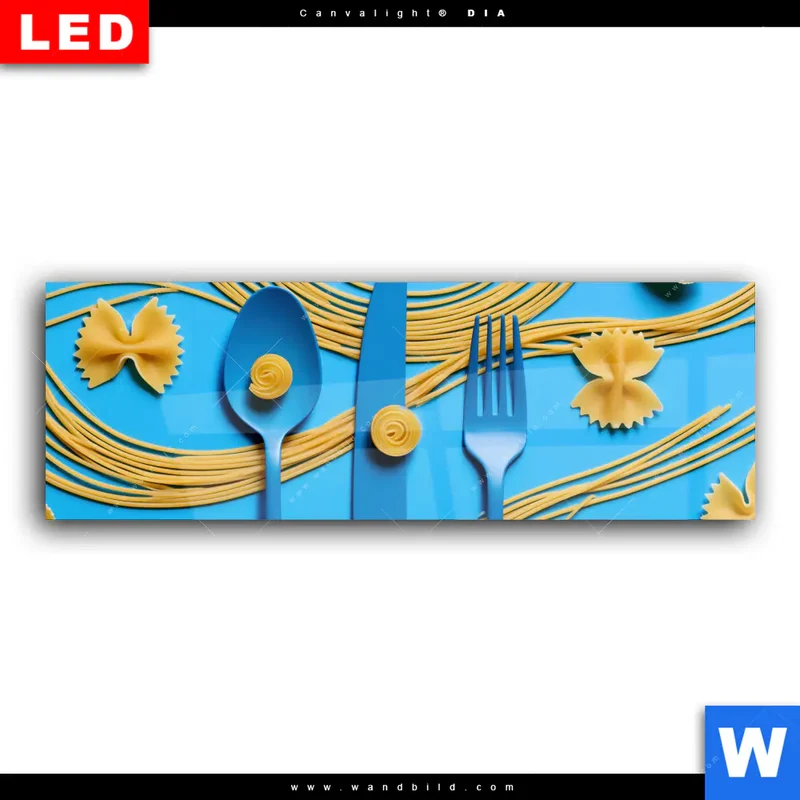 Wechselmotiv Acrylglas Canvalight® DIA | Pasta-Design - Moderne Küchenkunst | Panorama