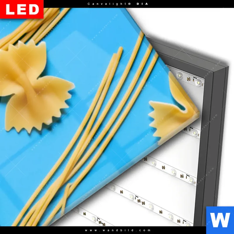 Wechselmotiv Acrylglas Canvalight® DIA | Pasta-Design - Moderne Küchenkunst | Panorama