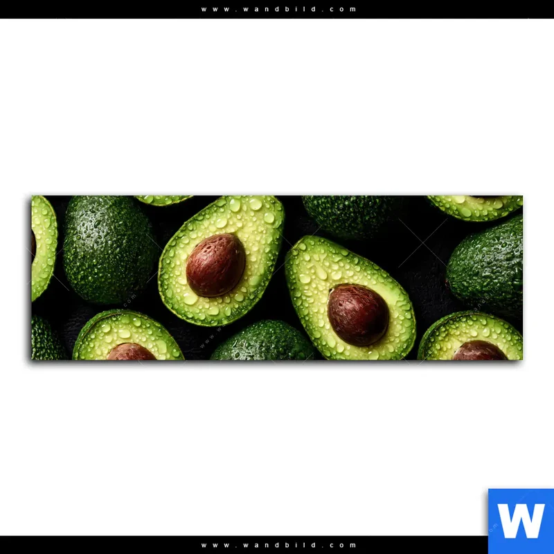 Acrylglasbild | Avocados mit Wassertropfen | Panorama