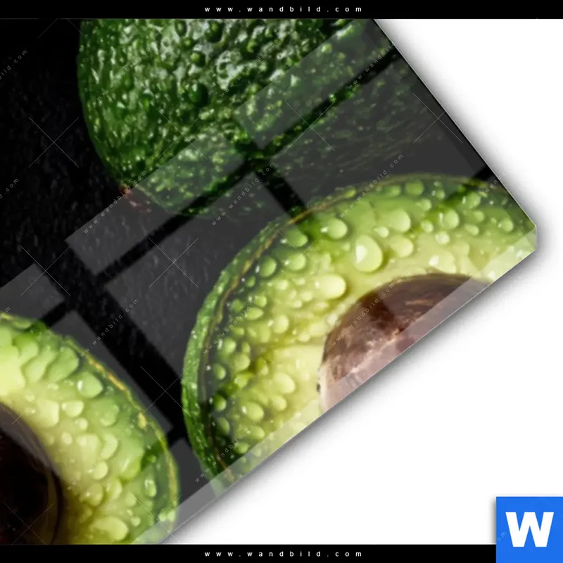 Acrylglasbild | Avocados mit Wassertropfen | Panorama